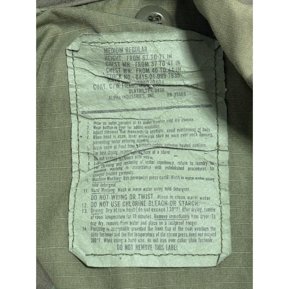 Vintage Alpha Industries M-65 Field Jacket Mens Medium Regular Woodland Camo 90s - Picture 6 of 7